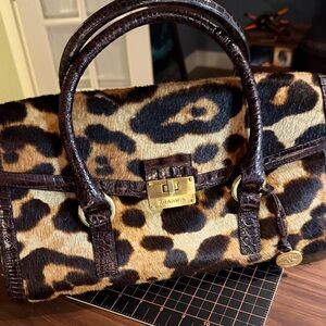 Brahmin Animal Print Satchel - Brown and Black